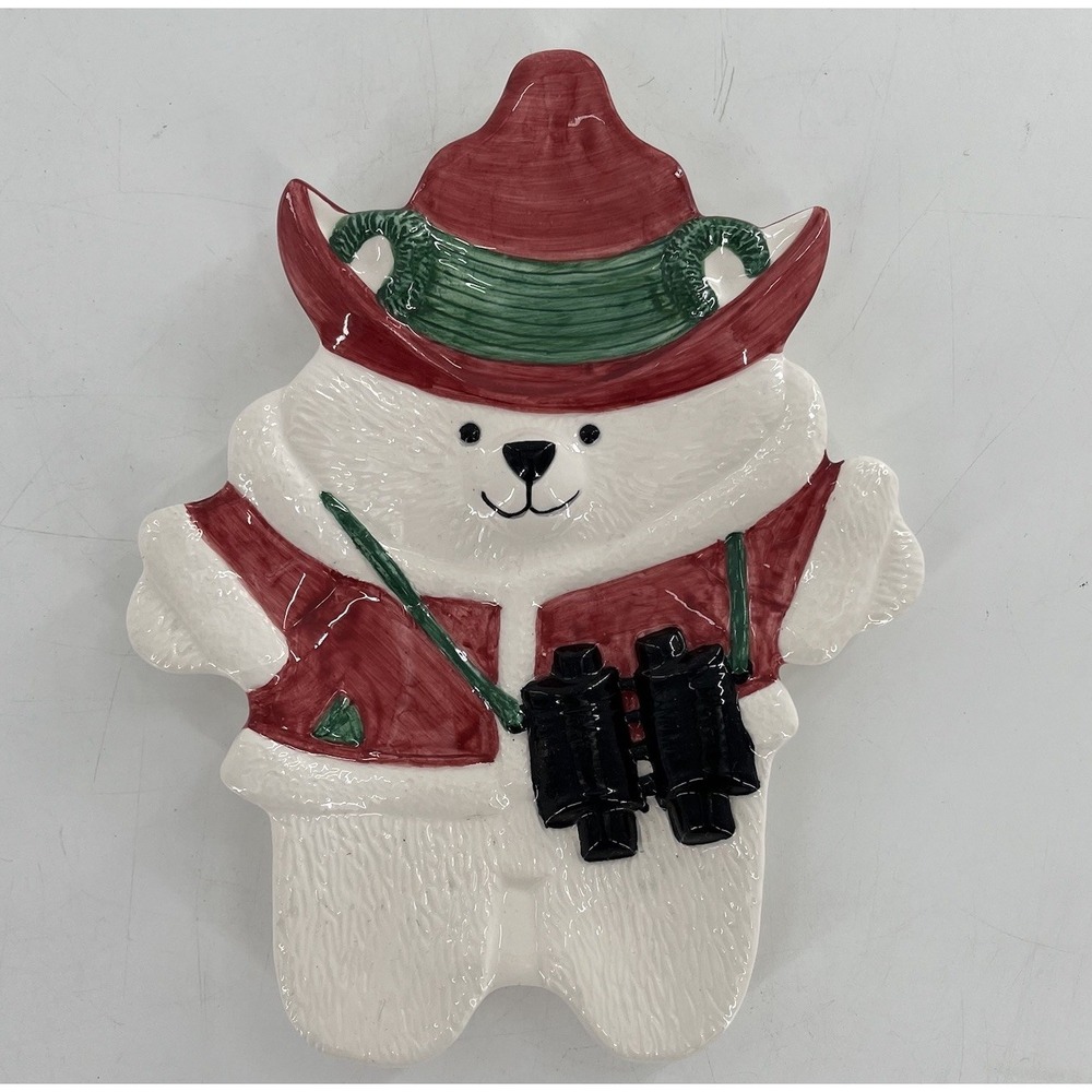 Vintage Rare Fitz Floyd Christmas Santabear 95 Conservation Candy Dish Hudsons